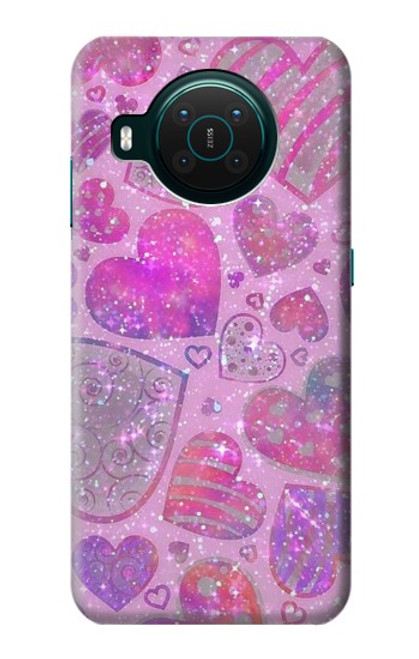 S3710 Coeur d'amour rose Etui Coque Housse pour Nokia X10