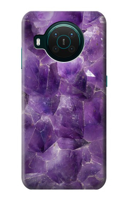 S3713 Graphique violet améthyste à quartz imprimé Etui Coque Housse pour Nokia X10