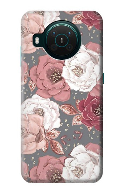 S3716 Motif floral rose Etui Coque Housse pour Nokia X10