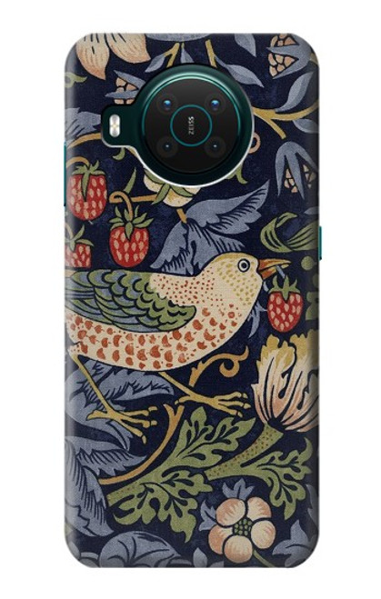 S3791 William Morris Strawberry Thief Fabric Etui Coque Housse pour Nokia X10