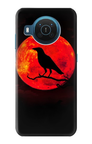 S3328 Corbeau Rouge Lune Etui Coque Housse pour Nokia X20