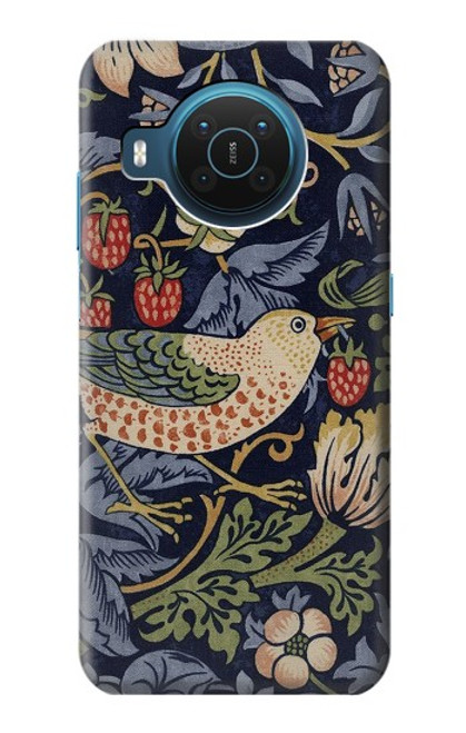 S3791 William Morris Strawberry Thief Fabric Etui Coque Housse pour Nokia X20