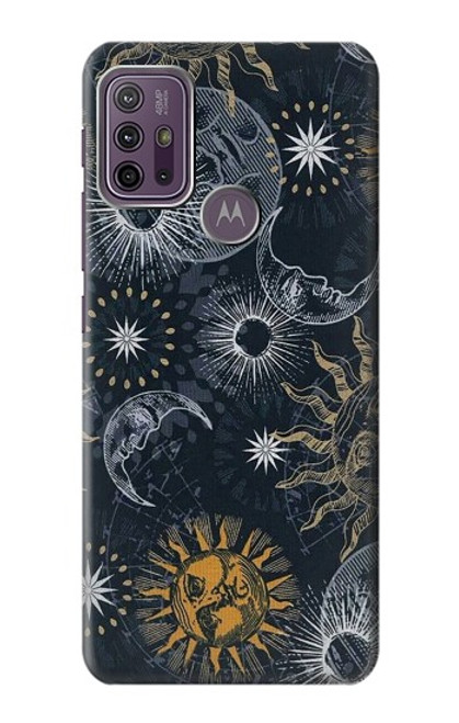 S3702 Lune et soleil Etui Coque Housse pour Motorola Moto G10 Power