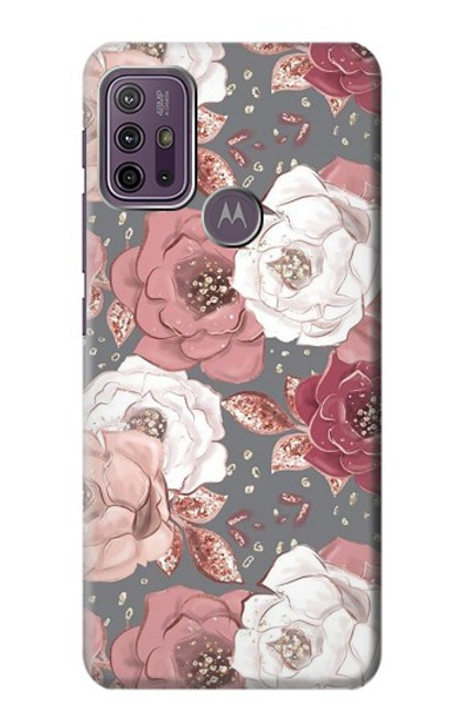 S3716 Motif floral rose Etui Coque Housse pour Motorola Moto G10 Power