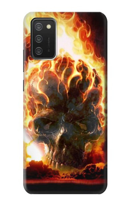 S0863 De feu crâne Etui Coque Housse pour Samsung Galaxy A03S