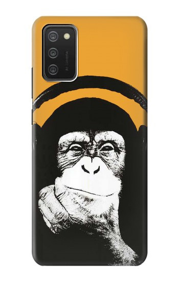 S2324 Singe drôle avec casque Pop Musique Etui Coque Housse pour Samsung Galaxy A03S