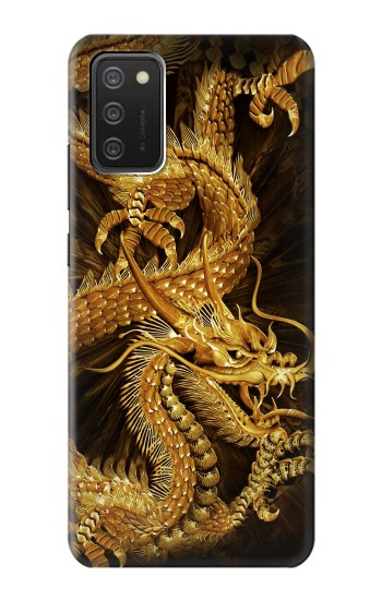 S2804 Dragon d'or imprimé chinois Etui Coque Housse pour Samsung Galaxy A03S