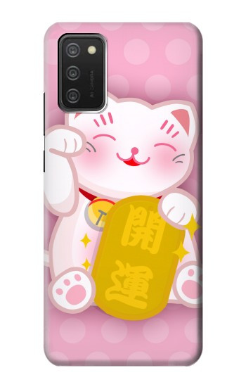 S3025 Rose Maneki Neko chat chanceux Etui Coque Housse pour Samsung Galaxy A03S