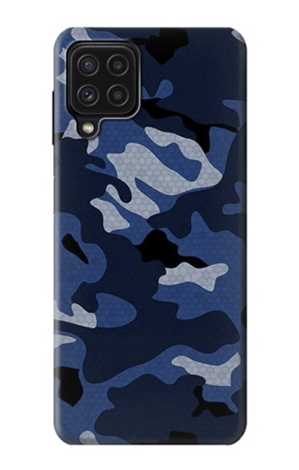 S2959 Marine Bleu Camo camouflage Etui Coque Housse pour Samsung Galaxy A22 4G