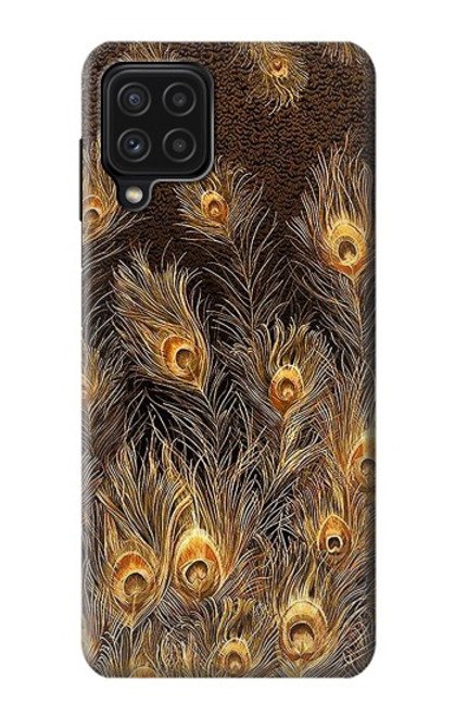 S3691 Plume de paon d'or Etui Coque Housse pour Samsung Galaxy A22 4G