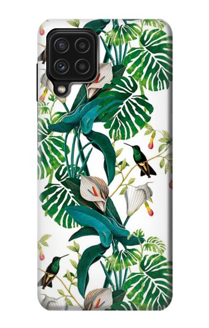 S3697 Oiseaux de la vie des feuilles Etui Coque Housse pour Samsung Galaxy A22 4G