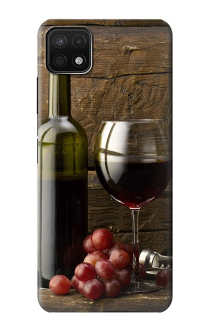 S1316 Raisins Bouteille et un verre de vin rouge Etui Coque Housse pour Samsung Galaxy A22 5G