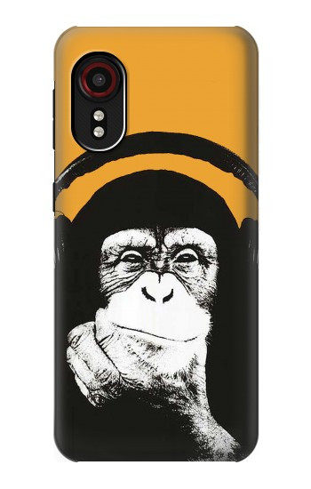 S2324 Singe drôle avec casque Pop Musique Etui Coque Housse pour Samsung Galaxy Xcover 5