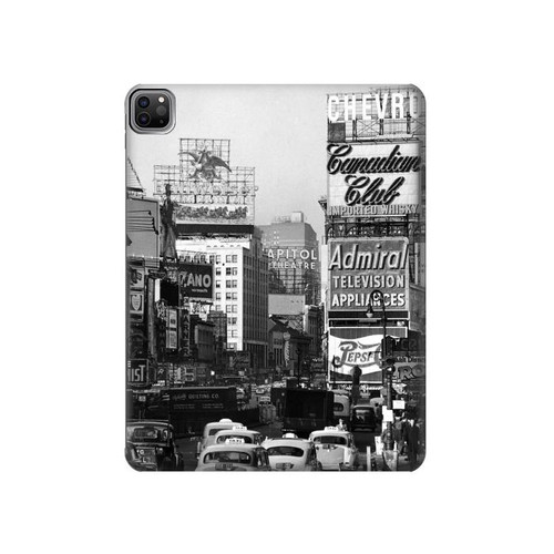 S0182 New York Vintage Etui Coque Housse pour iPad Pro 12.9 (2022,2021,2020,2018, 3rd, 4th, 5th, 6th)