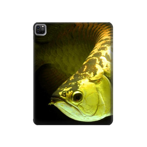 S1021 Or Arowana poissons Etui Coque Housse pour iPad Pro 12.9 (2022,2021,2020,2018, 3rd, 4th, 5th, 6th)