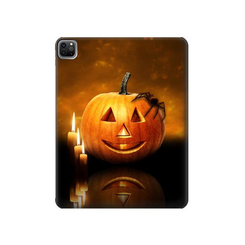 S1083 Citrouille araignée bougies Halloween Etui Coque Housse pour iPad Pro 12.9 (2022,2021,2020,2018, 3rd, 4th, 5th, 6th)