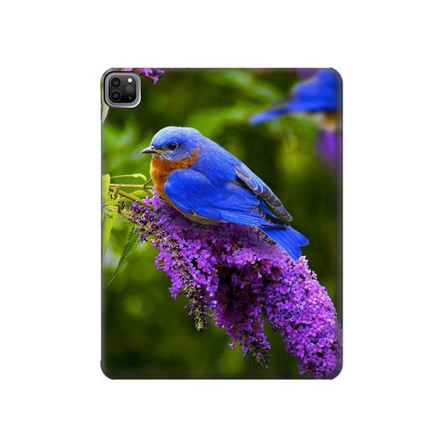 S1565 Oiseau bleu de bonheur Bleu Oiseau Etui Coque Housse pour iPad Pro 12.9 (2022,2021,2020,2018, 3rd, 4th, 5th, 6th)