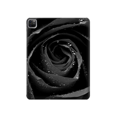 S1598 Noir Rose Etui Coque Housse pour iPad Pro 12.9 (2022,2021,2020,2018, 3rd, 4th, 5th, 6th)