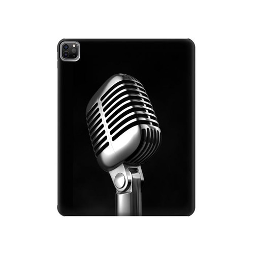 S1672 Rétro Musique Jazz Microphone Etui Coque Housse pour iPad Pro 12.9 (2022,2021,2020,2018, 3rd, 4th, 5th, 6th)