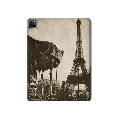 S2174 Tour Eiffel Paris Millésime Etui Coque Housse pour iPad Pro 12.9 (2022,2021,2020,2018, 3rd, 4th, 5th, 6th)