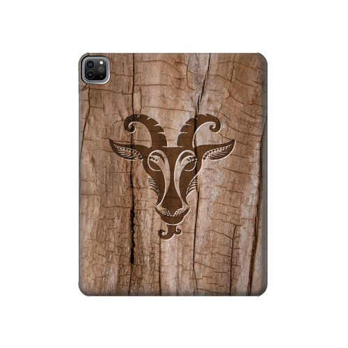 S2183 Chèvre de bois imprimé graphique Etui Coque Housse pour iPad Pro 12.9 (2022, 2021, 2020, 2018), iPad Air 13 (2025, 2024)