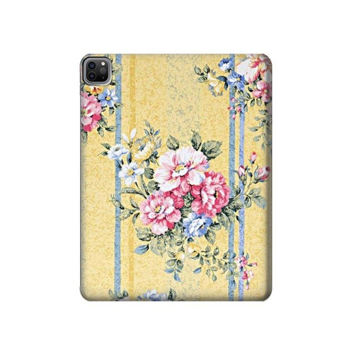 S2229 Fleurs millésimé Etui Coque Housse pour iPad Pro 12.9 (2022,2021,2020,2018, 3rd, 4th, 5th, 6th)