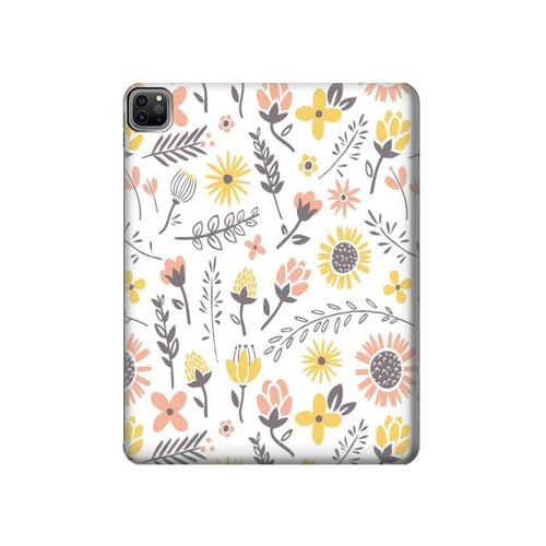 S2354 Motif pastel Fleurs Etui Coque Housse pour iPad Pro 12.9 (2022,2021,2020,2018, 3rd, 4th, 5th, 6th)