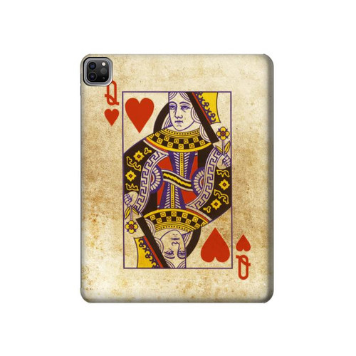 S2833 Poker Carte Coeurs Reine Etui Coque Housse pour iPad Pro 12.9 (2022,2021,2020,2018, 3rd, 4th, 5th, 6th)