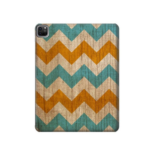 S3033 Bois Chevron Imprimé millésimé Graphic Etui Coque Housse pour iPad Pro 12.9 (2022, 2021, 2020, 2018), iPad Air 13 (2025, 2024)