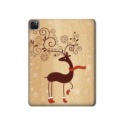 S3081 Bois Raindeer imprimé graphique Etui Coque Housse pour iPad Pro 12.9 (2022,2021,2020,2018, 3rd, 4th, 5th, 6th)