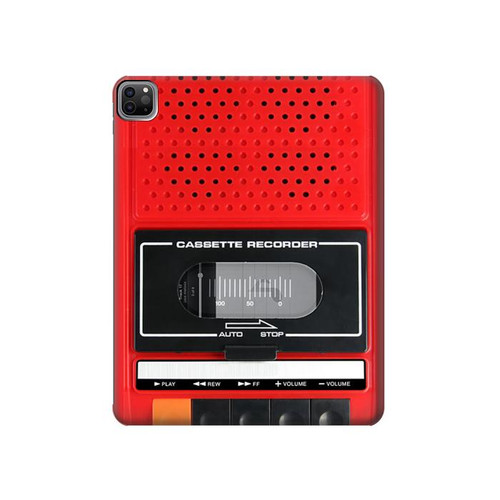 S3204 Rouge Cassette Recorder graphique Etui Coque Housse pour iPad Pro 12.9 (2022,2021,2020,2018, 3rd, 4th, 5th, 6th)