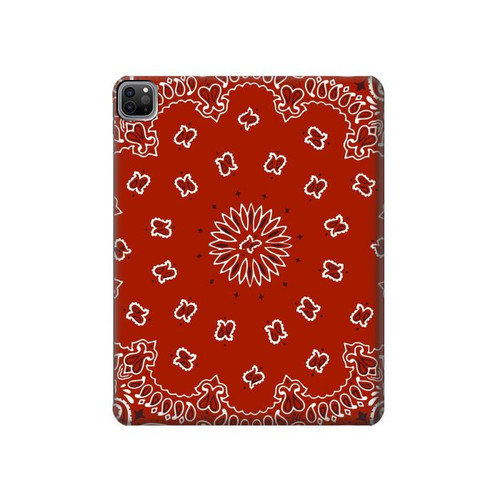 S3355 Motif Bandana Rouge Etui Coque Housse pour iPad Pro 12.9 (2022,2021,2020,2018, 3rd, 4th, 5th, 6th)