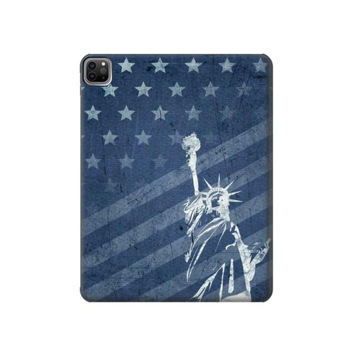 S3450 Drapeau des États-Unis Statue de la Liberté Etui Coque Housse pour iPad Pro 12.9 (2022,2021,2020,2018, 3rd, 4th, 5th, 6th)