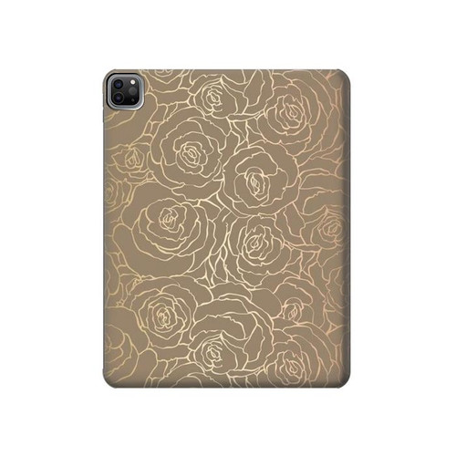 S3466 Motif Rose d'or Etui Coque Housse pour iPad Pro 12.9 (2022, 2021, 2020, 2018), iPad Air 13 (2025, 2024)