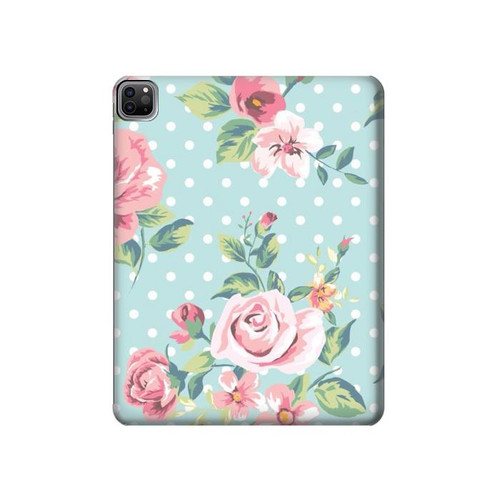 S3494 Rose à pois millésimé Etui Coque Housse pour iPad Pro 12.9 (2022,2021,2020,2018, 3rd, 4th, 5th, 6th)