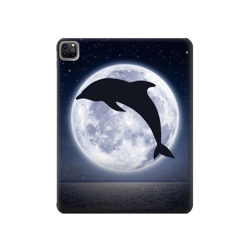 S3510 Dauphin Lune Nuit Etui Coque Housse pour iPad Pro 12.9 (2022,2021,2020,2018, 3rd, 4th, 5th, 6th)