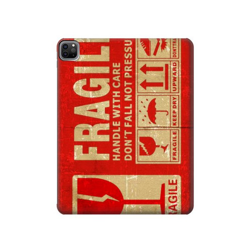 S3552 Millésime Étiquette fragile Etui Coque Housse pour iPad Pro 12.9 (2022, 2021, 2020, 2018), iPad Air 13 (2025, 2024)