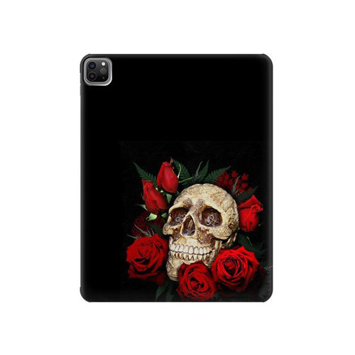S3753 Roses de crâne gothique sombre Etui Coque Housse pour iPad Pro 12.9 (2022,2021,2020,2018, 3rd, 4th, 5th, 6th)
