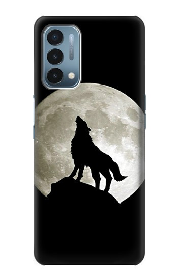 S1981 Loup hurlant à la lune Etui Coque Housse pour OnePlus Nord N200 5G