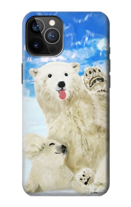 S3794 Ours polaire arctique amoureux de la peinture de phoque Etui Coque Housse pour iPhone 12, iPhone 12 Pro