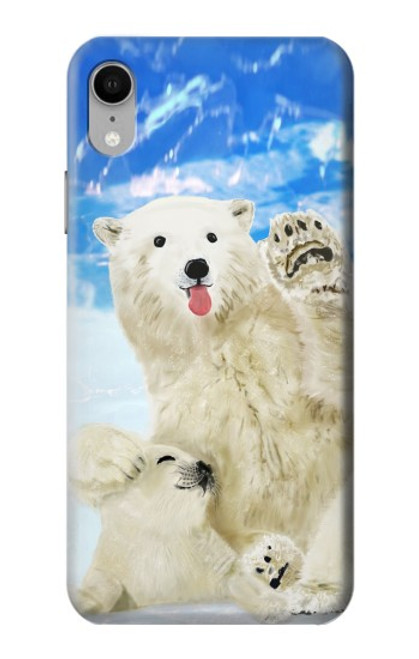 S3794 Ours polaire arctique amoureux de la peinture de phoque Etui Coque Housse pour iPhone XR