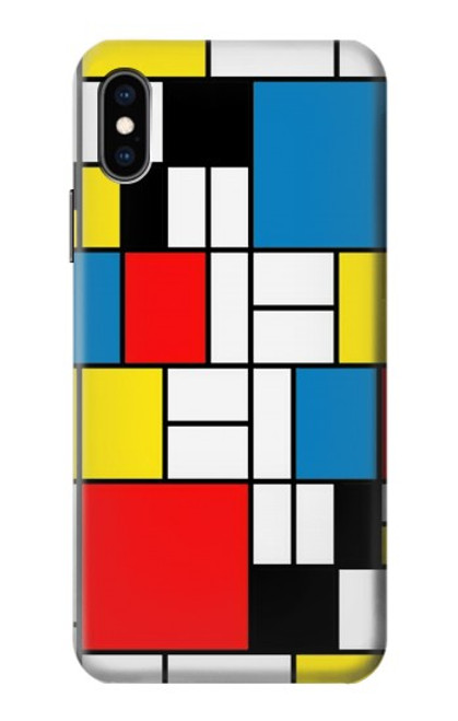 S3814 Composition de dessin au trait Piet Mondrian Etui Coque Housse pour iPhone X, iPhone XS