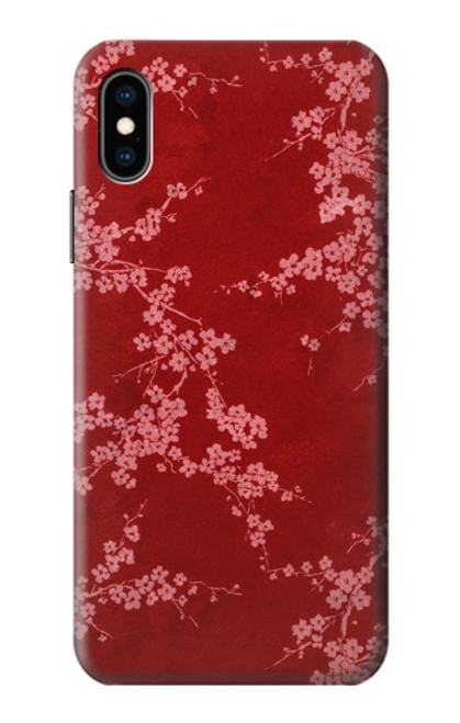 S3817 Motif de fleurs de cerisier floral rouge Etui Coque Housse pour iPhone X, iPhone XS