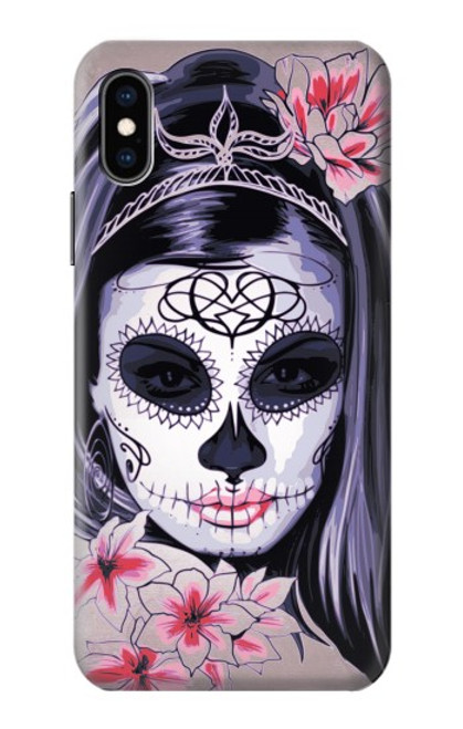 S3821 Sugar Skull Steampunk Fille Gothique Etui Coque Housse pour iPhone X, iPhone XS