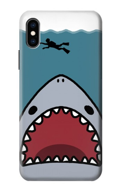 S3825 Plongée en mer de requin de dessin animé Etui Coque Housse pour iPhone X, iPhone XS