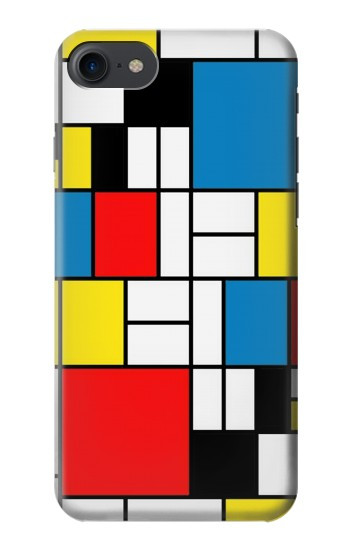 S3814 Composition de dessin au trait Piet Mondrian Etui Coque Housse pour iPhone 7, iPhone 8, iPhone SE (2020) (2022)