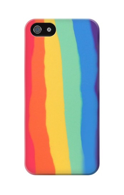 S3799 Arc-en-ciel aquarelle vertical mignon Etui Coque Housse pour iPhone 5 5S SE