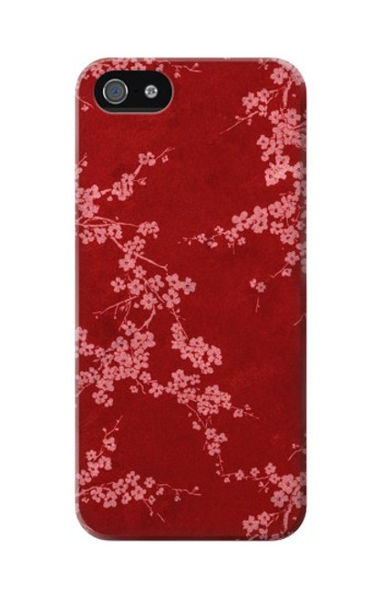 S3817 Motif de fleurs de cerisier floral rouge Etui Coque Housse pour iPhone 5 5S SE