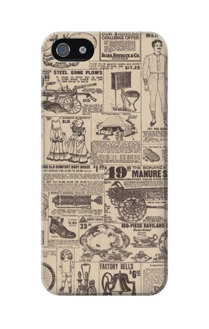 S3819 Papier Vintage rétro Etui Coque Housse pour iPhone 5 5S SE
