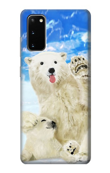 S3794 Ours polaire arctique amoureux de la peinture de phoque Etui Coque Housse pour Samsung Galaxy S20